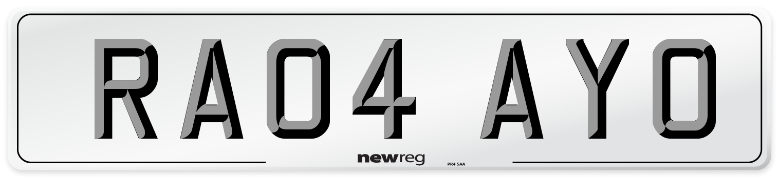RA04 AYO Number Plate from New Reg